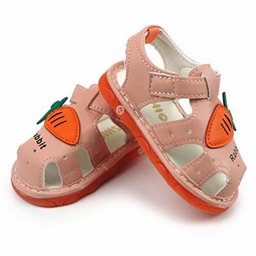 Image of WILLFUN Baby Boy Girl Summer Infant Squeaky Sandals Premium Rubber Sole Closed-Toe Non-Slip Shoes Toddler First Walkers