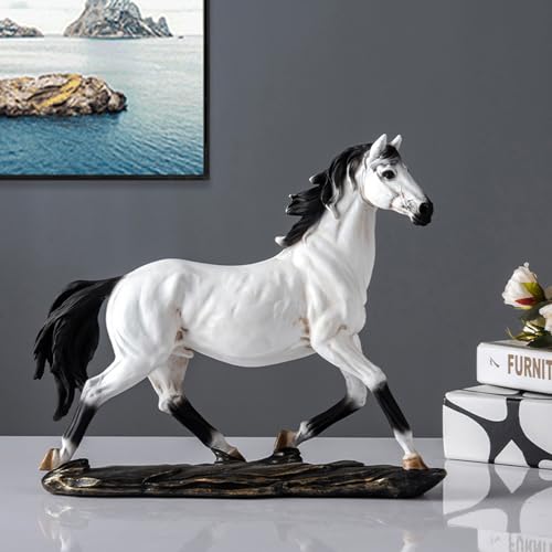 Statue de cheval en résine blanche, cadeau déco pour salon