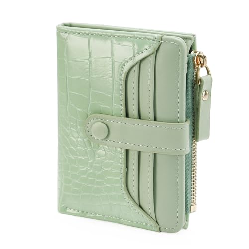 Image of Small Wallet for Women Leather Card Holder Bifold Ladies Wallets with Zipper Change Pocket ID Window