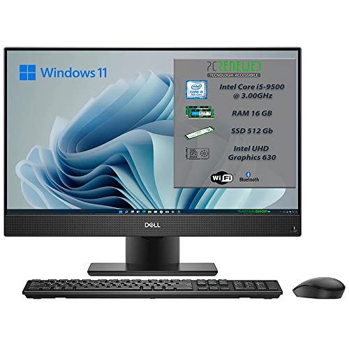 Pcrenewed Computer Desktop DELL 7470 All-In-One 23,8 Pollici con Intel Core i5-9500 Computer fisso Windows 11 Pro Preinstallato 16GB RAM 512GB SSD Supporto Dual Band WiFi bluetooth (Ricondizionato)