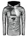 Coofandy Men's Nightclub Style Metallic Shiny Casual Long Sleeve Pullover Hoodie Silver Large