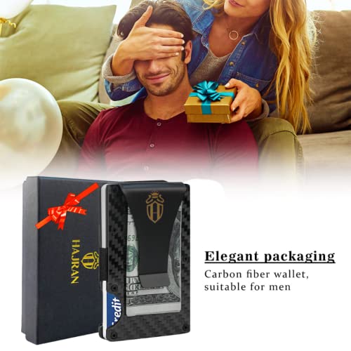 HAJRAN WALLETS | Slim Minimalist Sophisticated RFID Blocking Men’s Wallet | Men Carbon Fiber Credit Card Holder | Money Clip Silver HAJ002 Hr0023