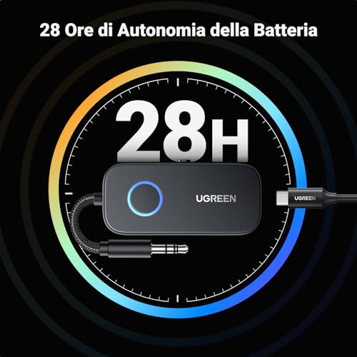UGREEN Adattatore Bluetooth 5.2 Trasmettitore e Ricevitore 2 in 1 Audio con Microfono Integrato Jack per Auto Altoparlanti TV Cuffie - Immagine 3