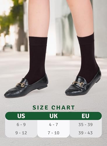 Image of Women's Bamboo Dress Socks, Crew for Business Trouser Casual, Soft, Thin & Seamless, Size 6-9 /9-12 (3, 4 or 5 Pairs)