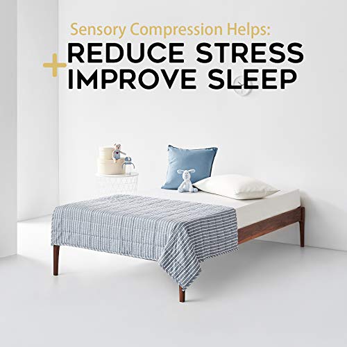 YnM Weighted Blanket, Heavy 100% Oeko-Tex Certified Cotton Material(Blue White, 80''x87'' 20lbs), Two Persons(90~160lb) Sharing Use on Queen/King Bed | A Duvet Included