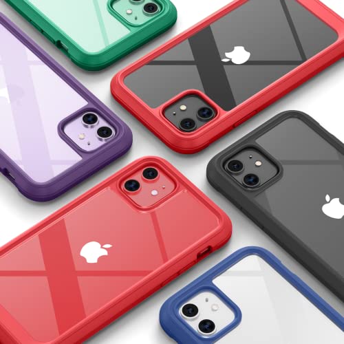 Diaclara Compatible with iPhone 11 Case, Full Body Rugged with Built-in Touch Sensitive Anti-Scratch Screen Protector, Soft TPU Bumper Case Clear Compatible with iPhone 11 6.1" (Red and Clear) - 7