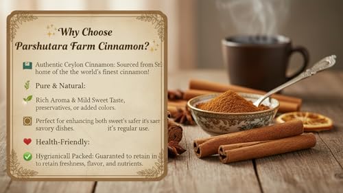 Image of Parshutara Farm Sri Lankan Cinnamon Powder (Dalchini) 100g | Pure Ceylon Cinnamon | Aromatic Garam Masala Spice for Cooking & Health