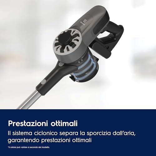 Electrolux Aspirapolvere Senza Filo, 40 min di Autonomia, EP31CB21GP, con Spazzola per Tappezzeria NozzleExtra 2 in 1 Anti-Acaro e Peli di Animale, Maneggevole, Facile Manutenzione, 80 dB, Grigio - Immagine 2