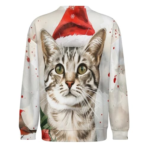 Mens Cat Christmas Crewneck Sweater Mens Crew Neck Sweaters Long Sleeve Funny Men's Pullover4
