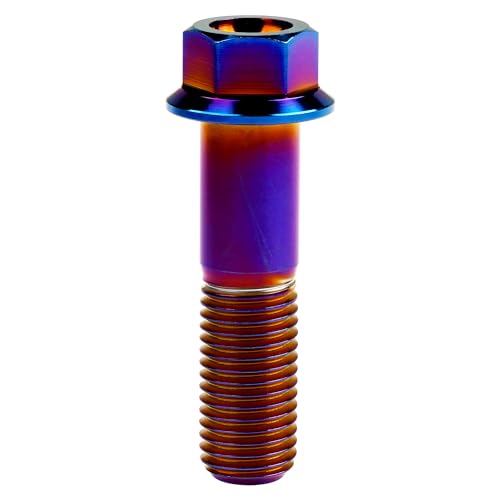 Image of Titanium Bolt Hex Small Flange Head M12x45mm Pitch 1.5, Burnt Blue | 30 35 40 45 50 55 60 65 70 75 80 85 90mm 1.25 /1.5mm Pitch Screws for Motorcycle Car Modification Pack of 4