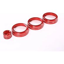 Compatible with Range Rover Sport Vogue Autobiography 2014-2017 Car Air Conditioning Volume Knobs Ring Cover Sticker Decals Trim Car Accessories Red