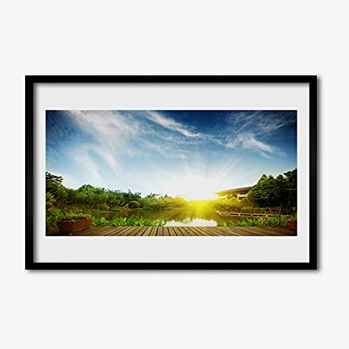 Affiche encadrée paysage lac 60x40 cadre MDF salon chambre cuisine image murale Tulup