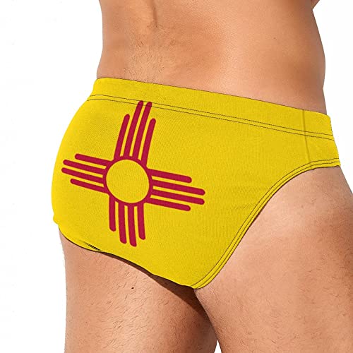 Calculay New Mexico State Flag Men's Swimming Trunks,Beach Shorts Stretch Swimsuit Quick Dry2