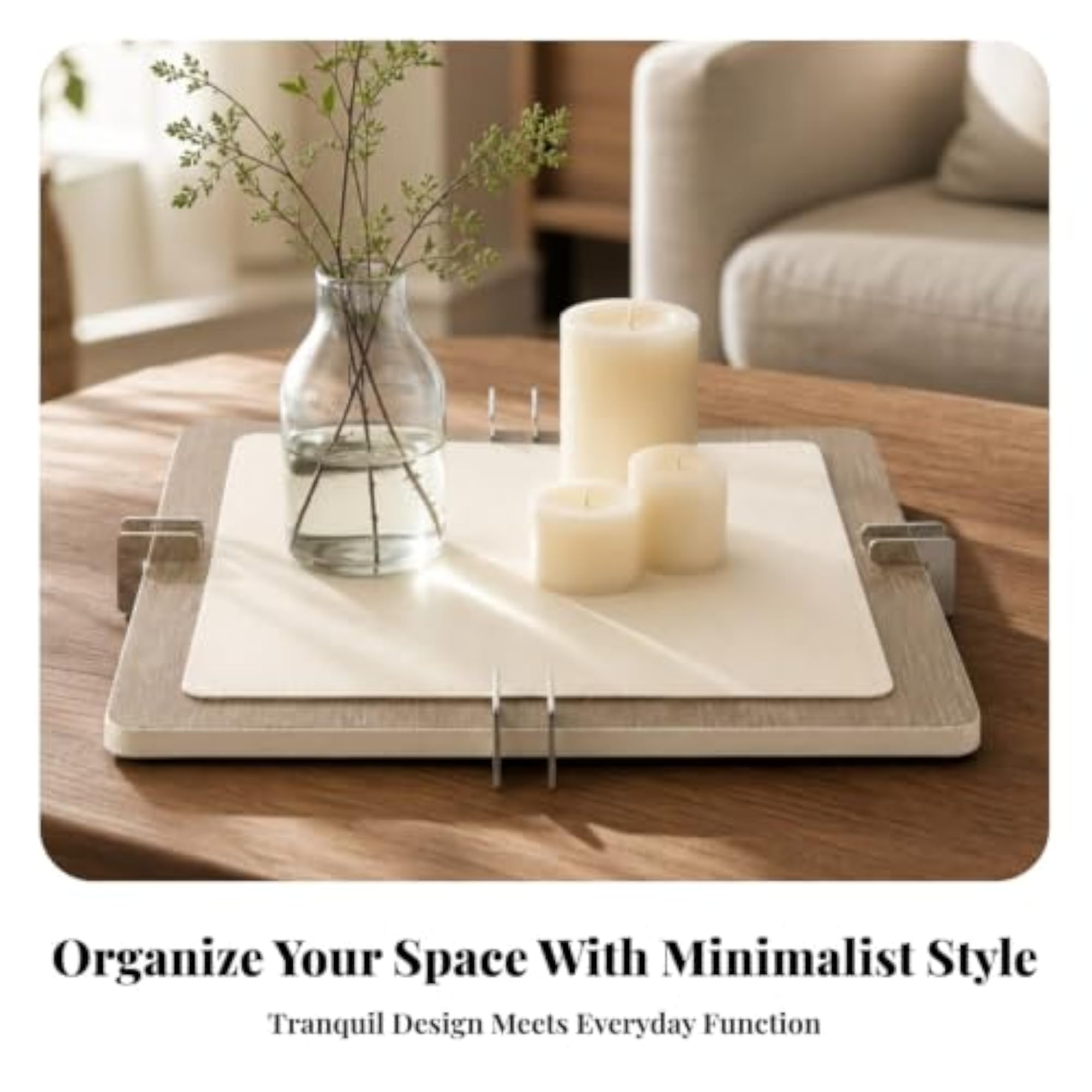 Decorative Tray with Leather Inset, Slim Versatile Design
