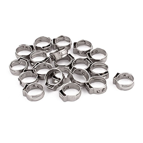 Aexit 8.8mm-10.5mm 304 Fastener Stainless Steel Adjustable Tube Hose Clamps Silver Tone 20pcs Model:23as47qo219