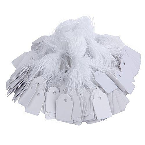 200 PcsWhitePriceTags with String,WhiteMarkingWritableTagsDisplay Label White Paper Tag HangTagsString MarkingTags Price Labels DisplayTagsWritableTags forJewelryGift Clothing(25x15mm)