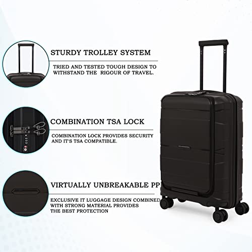 Image of it luggage Momentous Black Set of 2-28 & 20 inches Cabin with Padded Laptop Section & Large Expandable Polypropylene Hardsided with TSA Lock & Wet Pouch Inside 8 Wheel Trolley Bag