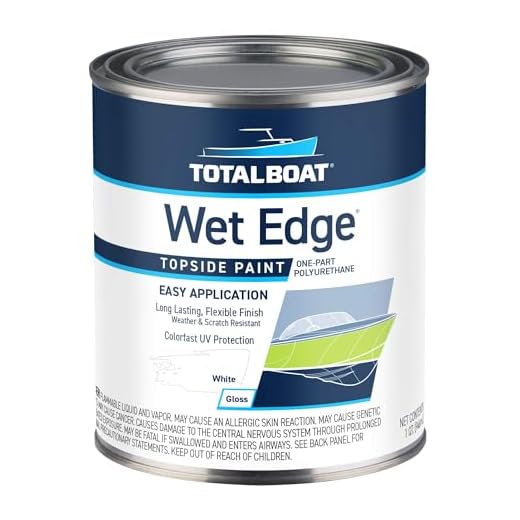 TotalBoat Wet Edge Marine Topside Paint for Boats, Fiberglass, and Wood (White, Quart)