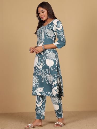 Image of Varanga Women-Gota Detailed Ethnic Floral Printed Kaftan & Trouser
