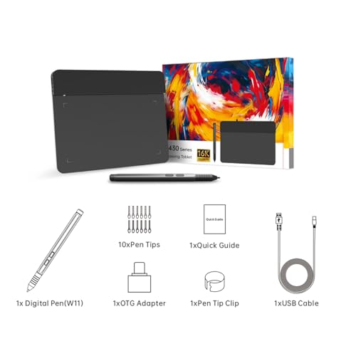 Tableta digitalizadora de dibujo 4 x 3 pulgadas, con lápiz digital y 10 puntas, para dibujo, escritura, diseño, enseñanza y trabajo, compatible con Windows, macOS y Android miniatura 6