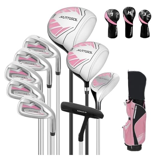 XDriveMax 10 Pieces Complete Ladies Golf Clubs Set Right Hand for Women Includes Cart Bag with Rain Hood, 1#Driver 3#Wood #5 Hybrid,with 3 Head Covers, 6# 7# 8# 9# PW# Irons and Putter