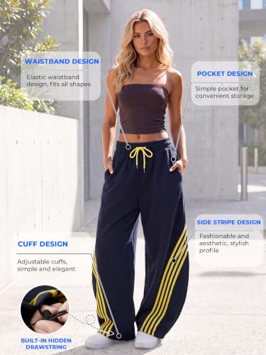 Image of EMMIOL Women's Y2K Baggy Barrel Striped Sweatpants High Waisted Wide Leg