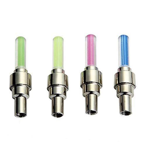 Pineeseatile 4pcs Luce LED Flash per Ruote Bicicletta, LED, 47g, Cilindrica, Alluminio, Batteria
