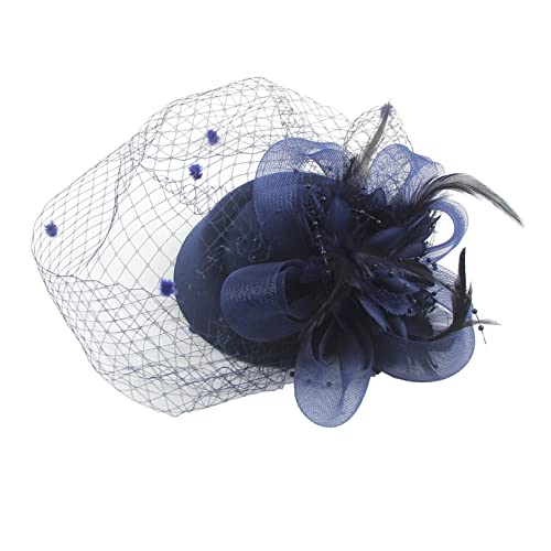 COSFAN Sombrero de Las Mujeres Fascinators, Veil Feather Hair Clip, Vintage Flower Mesh Headband para la Boda Cocktail Tea Party Evening Party