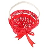 MAGICLULU 5 Stück Einfacher Blumenkorb Kleiner Weidenkorb Mit Griff Kleine Korbkörbe Kleiner Korb Mit Henkel Picknickkorb Körbe Aus Kunststoff Korbschale Körbe Aus Rattan Plastik Rot