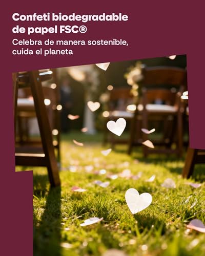 Miniatura 4 de 5 Cañones De Confeti Corazones Blancos - Papel Certificado Fsc - Biodegradable Y Seguro - Perfecto Para Bodas Y Eventos Románticos