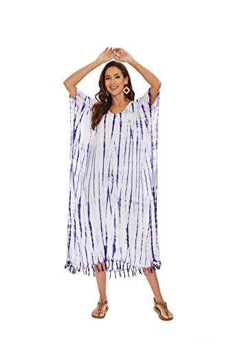 Image of Beautybatik Women Hippie Tie Dye Caftan Kaftan Loungewear Maxi Plus Size Long Dress XL to 4X