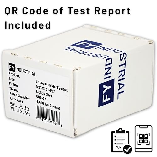 Image of Box of 6 Pcs Lifting Shoulder Eye Bolts 1 /2 inch-13 X 1-1 /2 inch