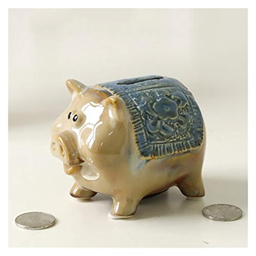 DZDZDZ Tirelire Cochon Céramique Tirelire Mini Piggy Banque Creative Retro Mignon Personnalité Coin Bank Banque Girl Girl Cadeau Anniversaire Tirelire Enfant Adulte (Color : Blue) Cover