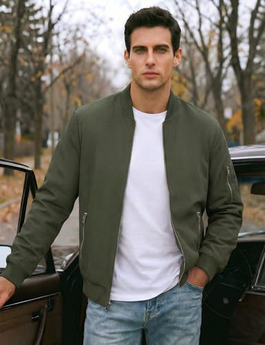 Image of TACVASEN Men's Lightweight Jacket Casual Spring Fall Windbreaker Bomber Zip Up Coat with Pocket