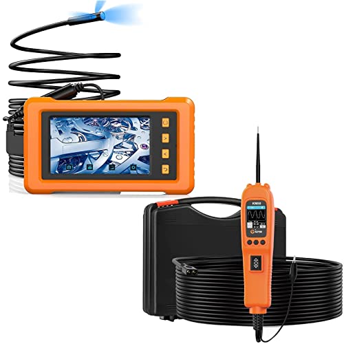 (Outlet) Kzyee Kz3000 Triple Lens Industrial Borescope And Km50 Power Circuit Probe Kit, 4.5'' Ips Screen Endoscope Inspection Snake Camera With 8 Led Lights For Pipe Sewer #TOP12