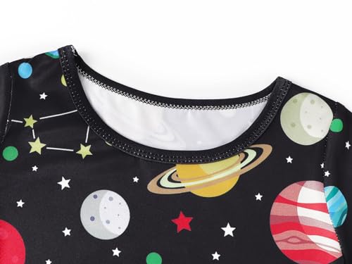 WonderBabe Girls Dresses Toddler Dinosaur Summer Sundress Kids Short Sleeve School Casual A Line Twirly Skater Dresses4