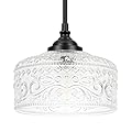 Black Vintage Pendant Lights Kitchen Island, Adjustable Height Kitchen Island Lighting, Bathroom Pendant Light with Clear Glass Shade- Dual Mount Ceiling & Hanging Fixtures with 90° Swivel for Decor