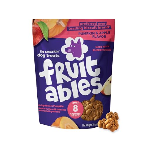 Fruitables Baked Dog Treats Healthy Pumpkin Treat for Dogs Low Calorie & Delicious Pet Essential Made with No Wheat Corn & Soy Made in the USA Allergy Friendly Pumpkin and Apple Flavor 20 oz