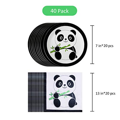 Amycute 75 stuks panda-verjaardagsdecoratie, panda-feestservies, kartonnen borden voor kinderverjaardag, panda-partyset… - Image 3