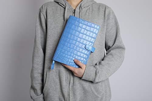Genuine Leather A5 Planner Cover Personal Organizer, Compatible With Stalogy Hobonichi A5 Size Planner Notebooks (Croco-Light Blue) #TOP5