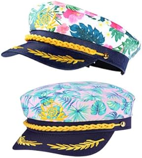 SOIMISS Yacht Rock Party Attire Yacht Captain Hat- 2 Pieces Adjustable Captain Hats Sailor Cap Navy Marine Admiral Hat Funny Party Hats for Men Women Boat Captains Hat