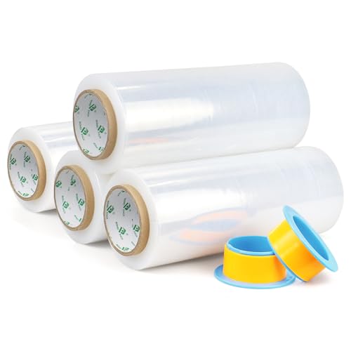 BOMEI PACK Stretch Wrap Industrial Strength with Plastic Handle 10" x 1000 Feet 80 Gauge 4 Pack (Clear) by BOMEI PACK - Image 9