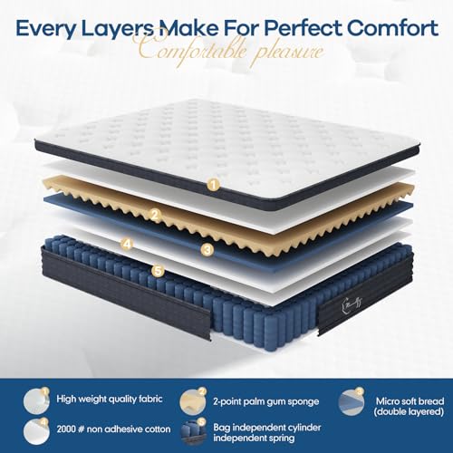 12 inch King Mattress, Mixed Memory Foam Box Mattress, Independent Bagged Spring, Sports Isolation, deep Sleep