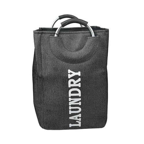 Image of KYLO Efficient Laundry Bag| No Fuss Laundry Bag| Superior Steel Handles| Rubber Covering to Support Fingers| Multiple Colors - Goes Well With The Decor - 82 L, Black