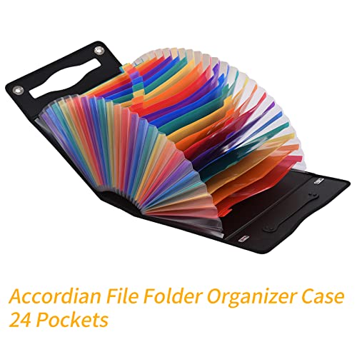 CIADAZ Organizador de pasta de arquivo Accordian 24 bolsos expansível caso de arquivo com capa A4 ta