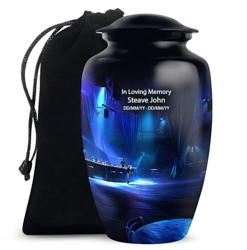 Image of Personalized Banquet Hall - Burial Urn For Mom & Dad - Large Urn For Ashes Adult Male - Funeral Ashes Urn - Cremation Urns - 10 Inch - Large With Velvet Bag - Decorative Urns For Human Ashes