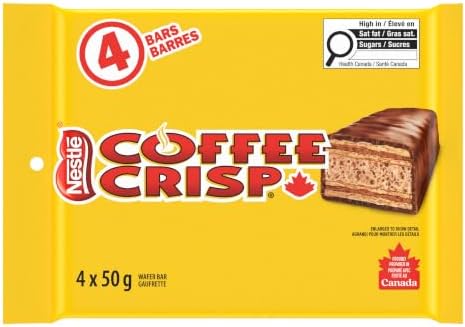 Canada Candy Coffee Crisp Chocolate Bar, 4 Count (Pack of 1), Imported from Canada. (Basic)