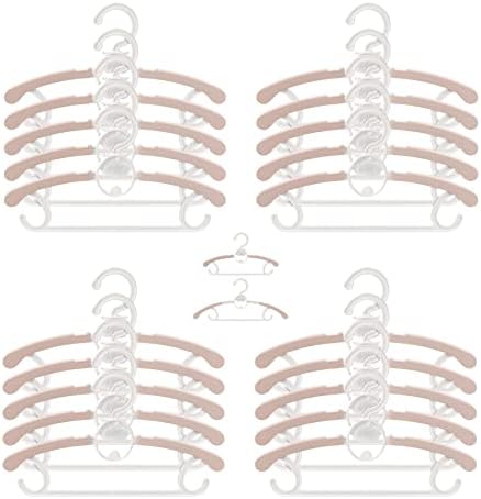 Domiella Adjustable Baby Clothes Hangers for Nursery,Plastic Children Closet Hangers Non-Slip Kids Hangers Space Saving Extendable Newborn Hangers (Pink 20-Pack)