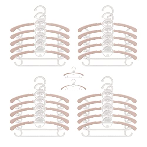 Domiella Adjustable Baby Clothes Hangers For Nursery,Plastic Children Closet Hangers Non-Slip Kids Hangers Space Saving Extendable Newborn Hangers (Pink 20-Pack) #TOP2