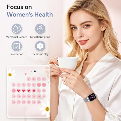 Image of Smart Watches for Women Men (2 Bands), 1.85 inch HD Alexa Smart Watch for Android Phones & iphone Compatible, 120 Sport Modes Fitness Watch, Heart Rate /SpO2 /Sleep Tracker, 3ATM Waterproof Pedometer Watch